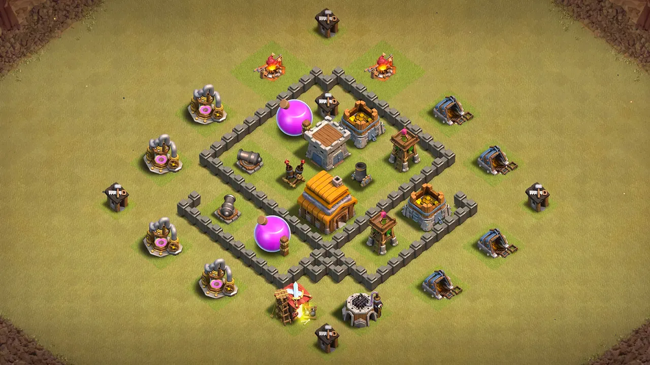 th4 war base layout with copy link. anti 2 star design for clash of clans - scout view
