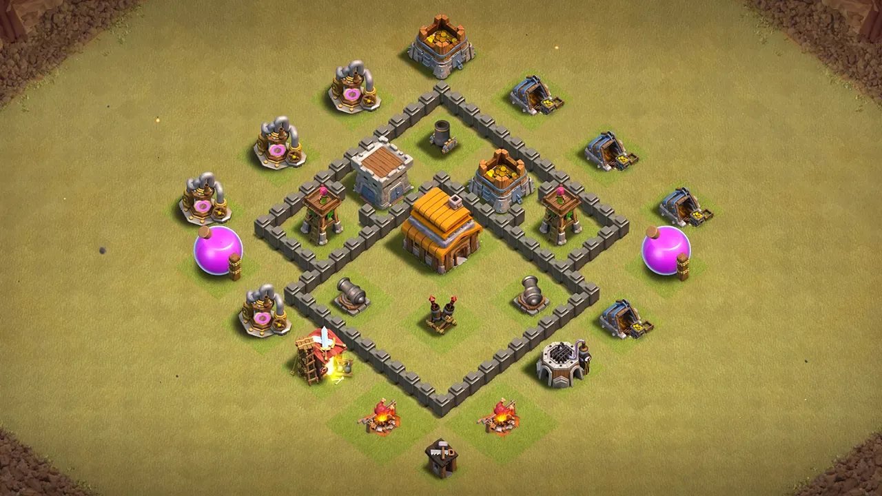 th4 war base layout with copy link. anti 2 star design for clash of clans - scout view