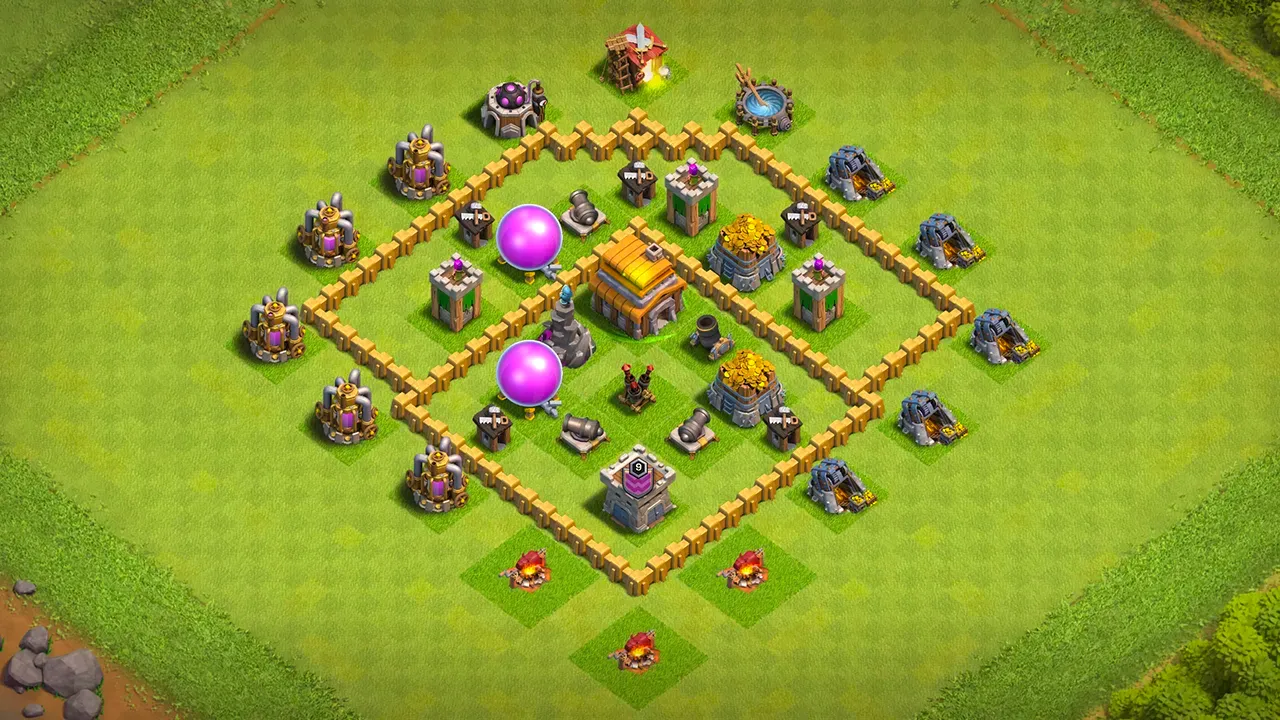th5 farming base layout with copy link. anti 2 star design for clash of clans - scout view