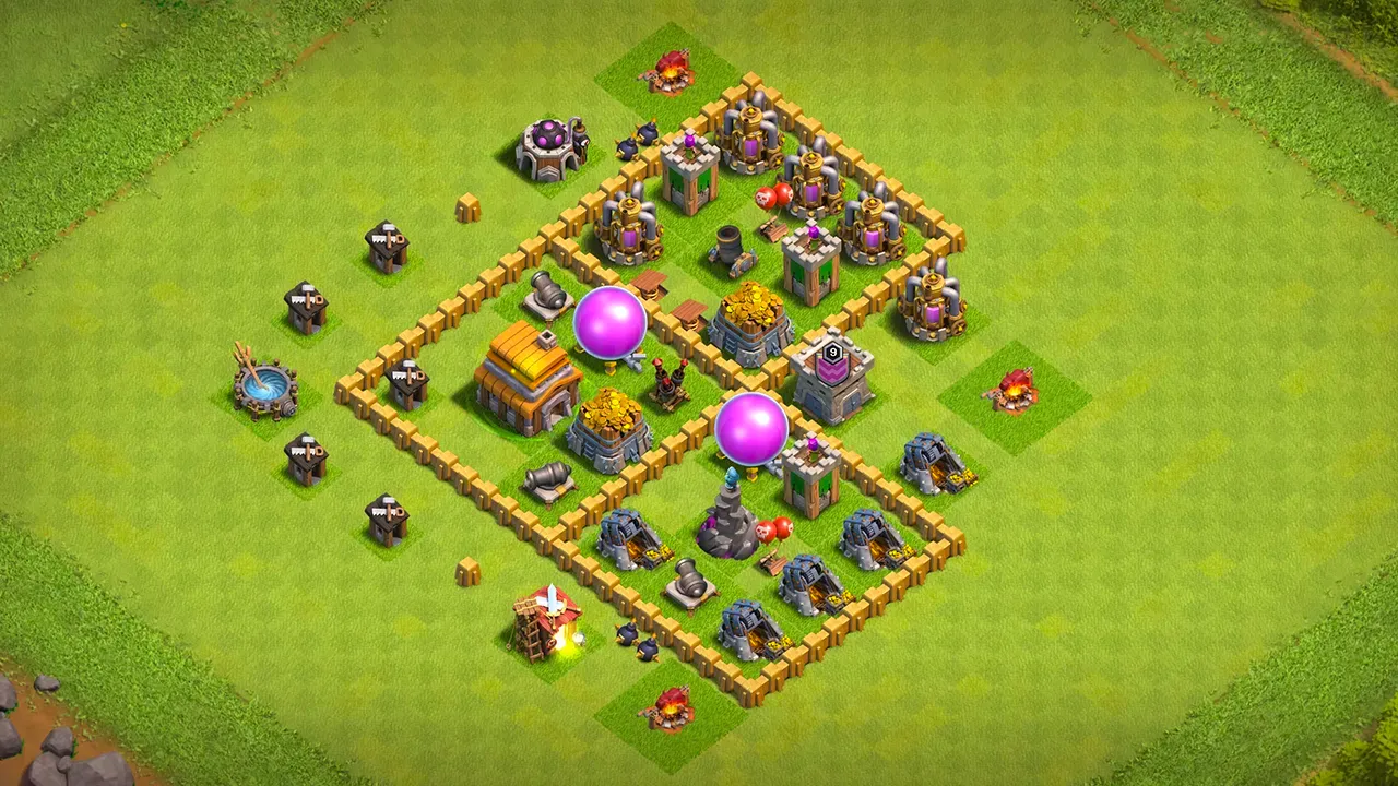 th5 farming base layout with copy link. anti 3 star design for clash of clans town hall 5 base