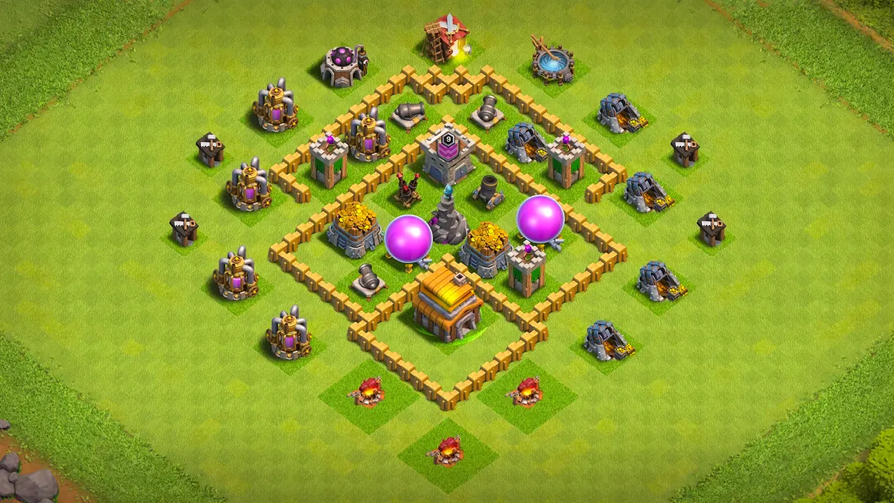 th5 farming base layout with copy link. anti 3 star design for clash of clans - scout view