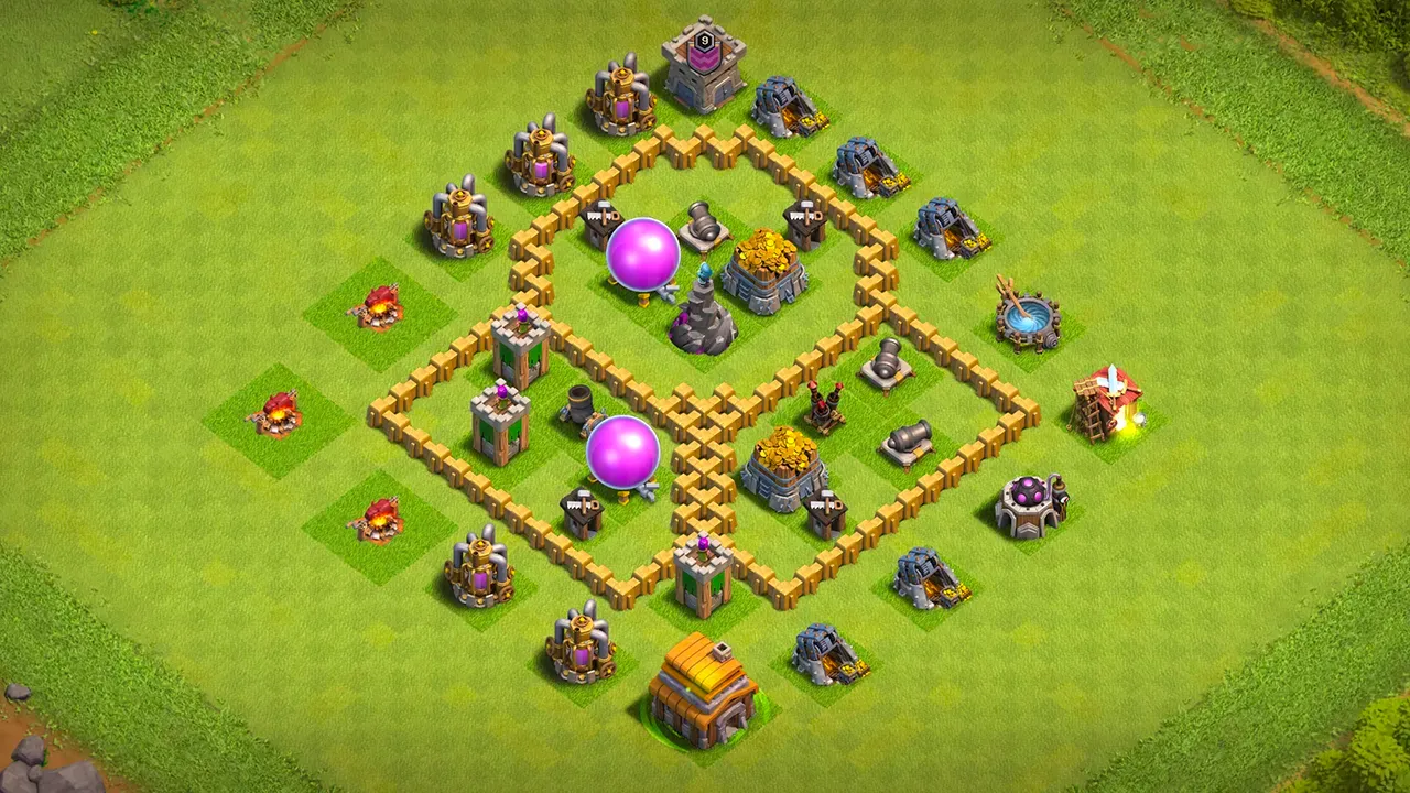 th5 farming base layout with copy link. anti 3 star design for clash of clans - scout view