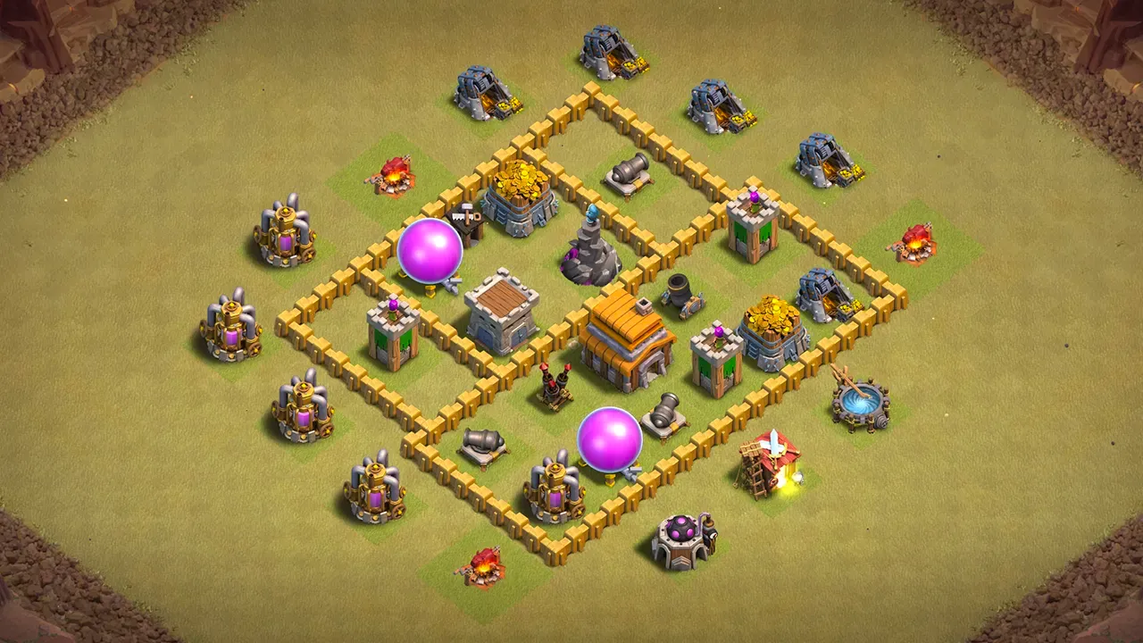 th5 war base layout with copy link. anti 2 star design for clash of clans - scout view