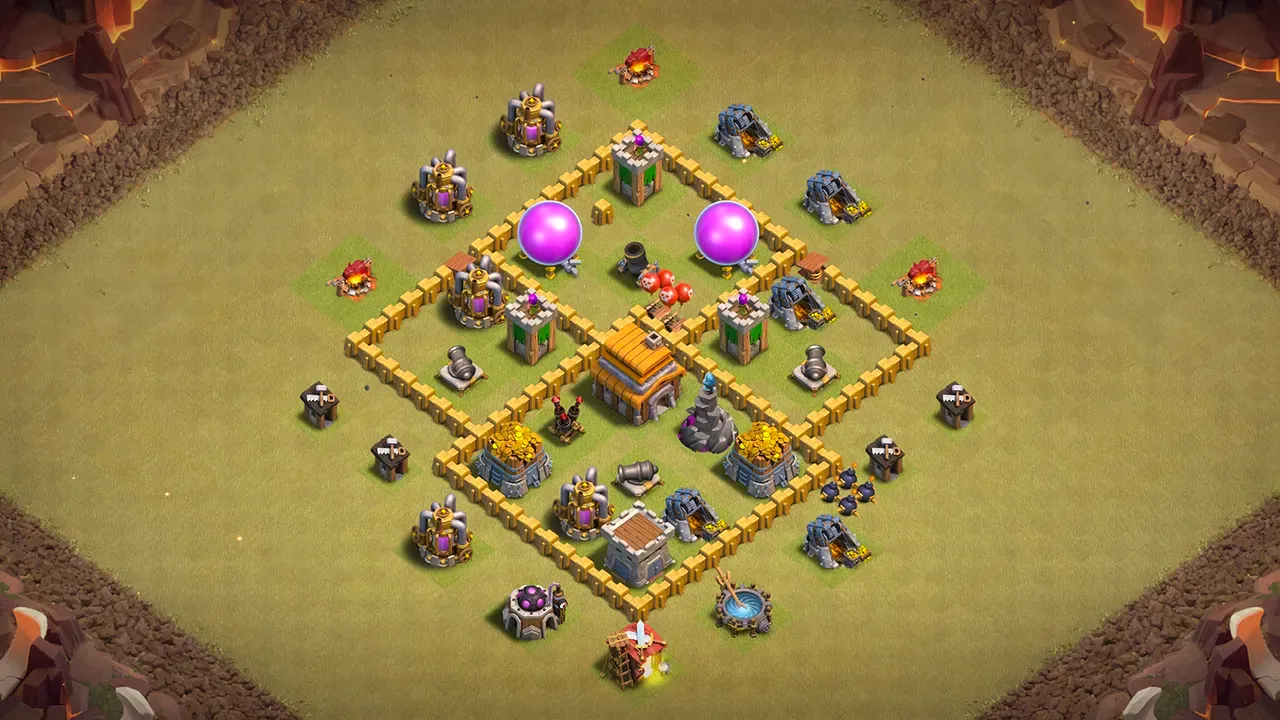 th5 war base layout with copy link. anti 2 star design for clash of clans town hall 5 base