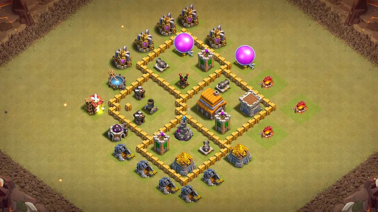 th5 war base layout with copy link. anti 3 star design for clash of clans - scout view