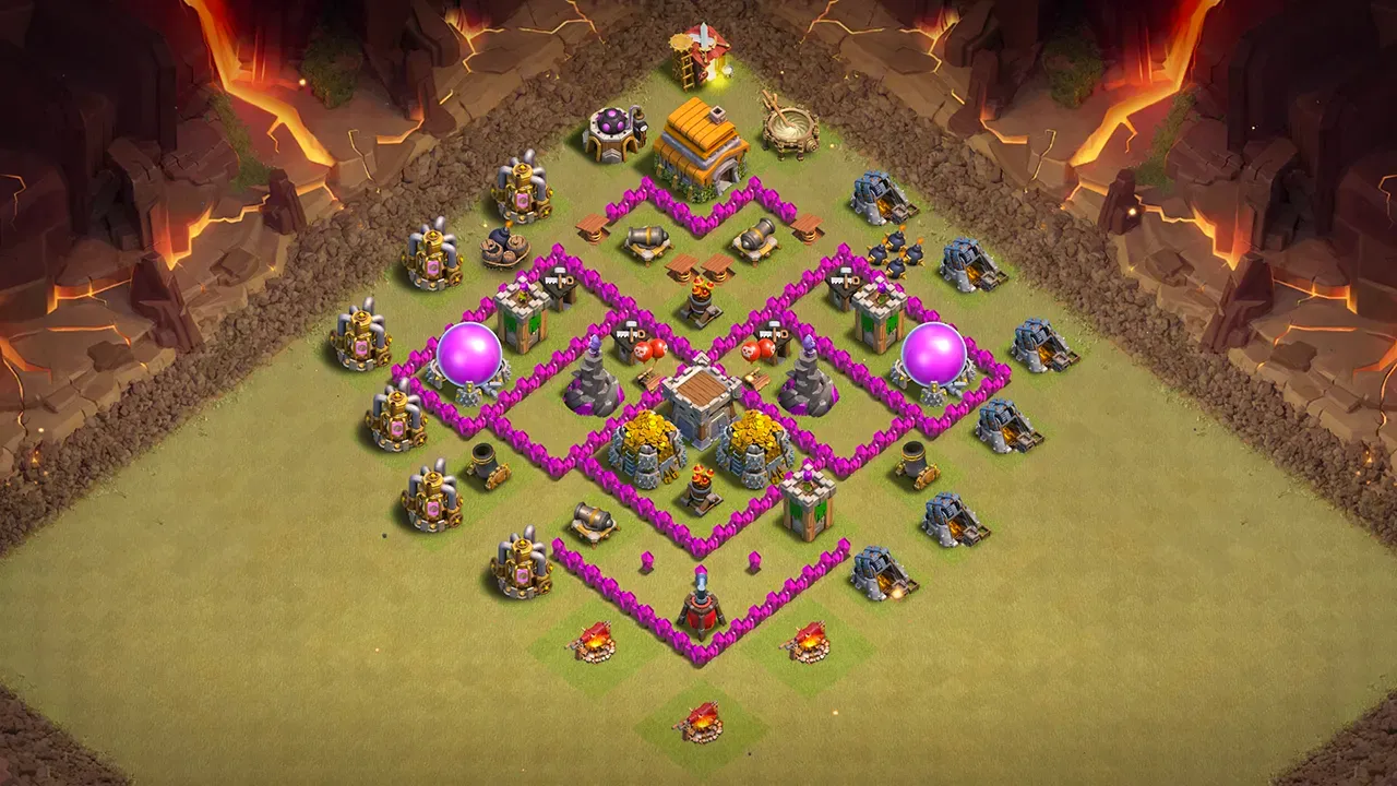 th6 cwl base layout with copy link. anti 3 star design for clash of clans town hall 6 base