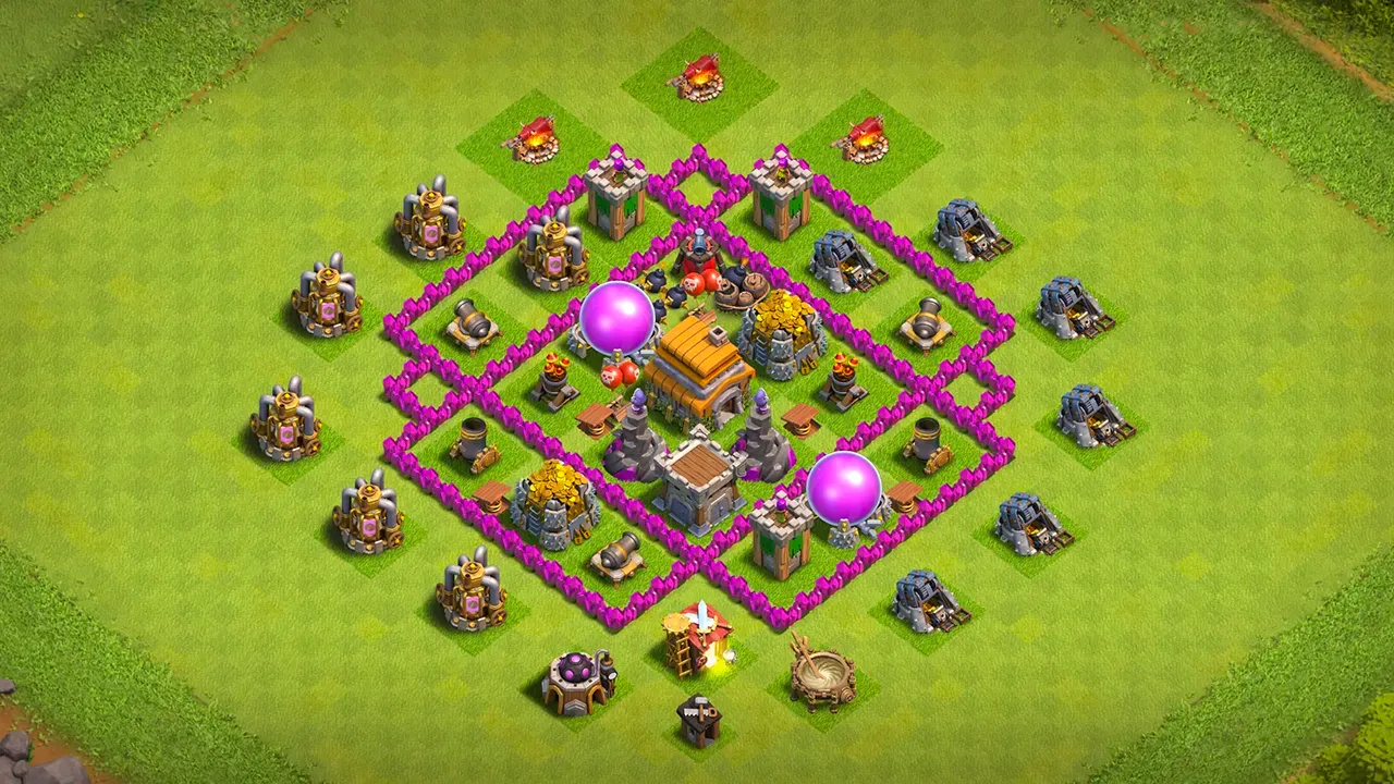 th6 farming base layout with copy link. anti 2 star design for clash of clans town hall 6 base