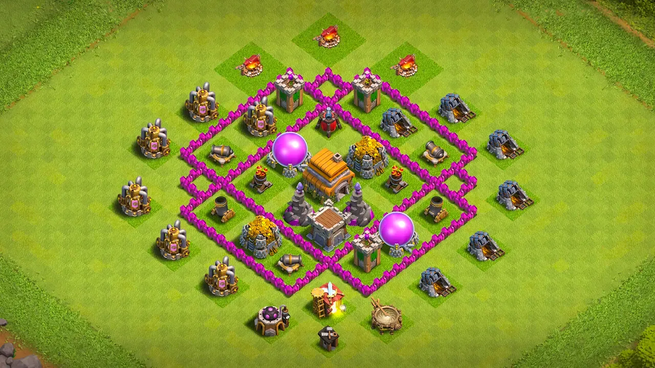 th6 farming base layout with copy link. anti 2 star design for clash of clans - scout view