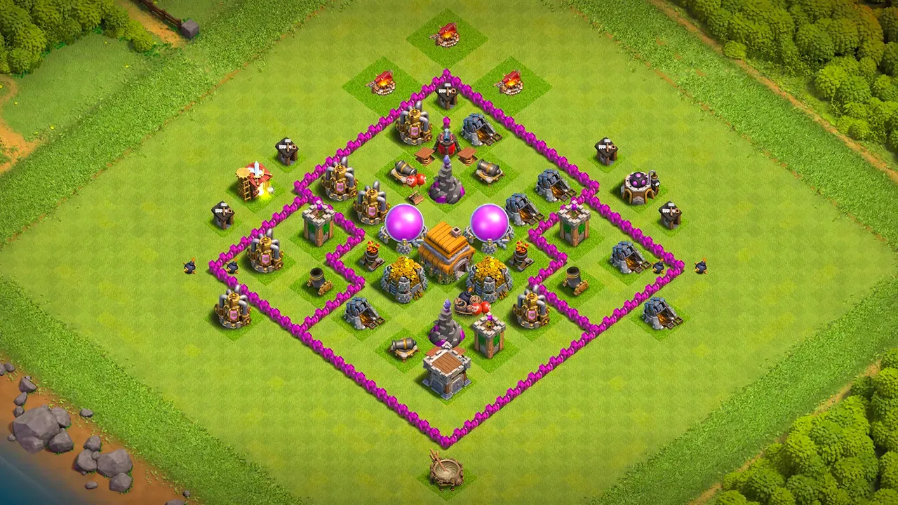 th6 farming base layout with copy link. anti 2 star design for clash of clans town hall 6 base