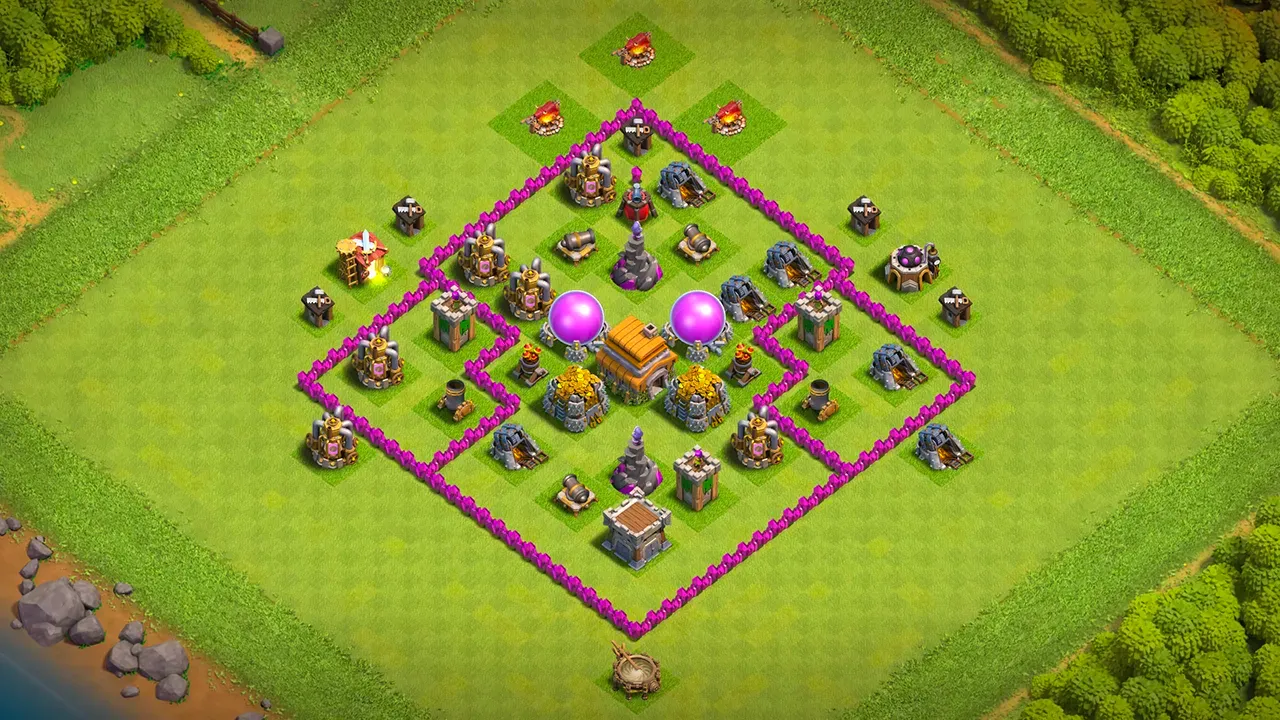 th6 farming base layout with copy link. anti 2 star design for clash of clans - scout view