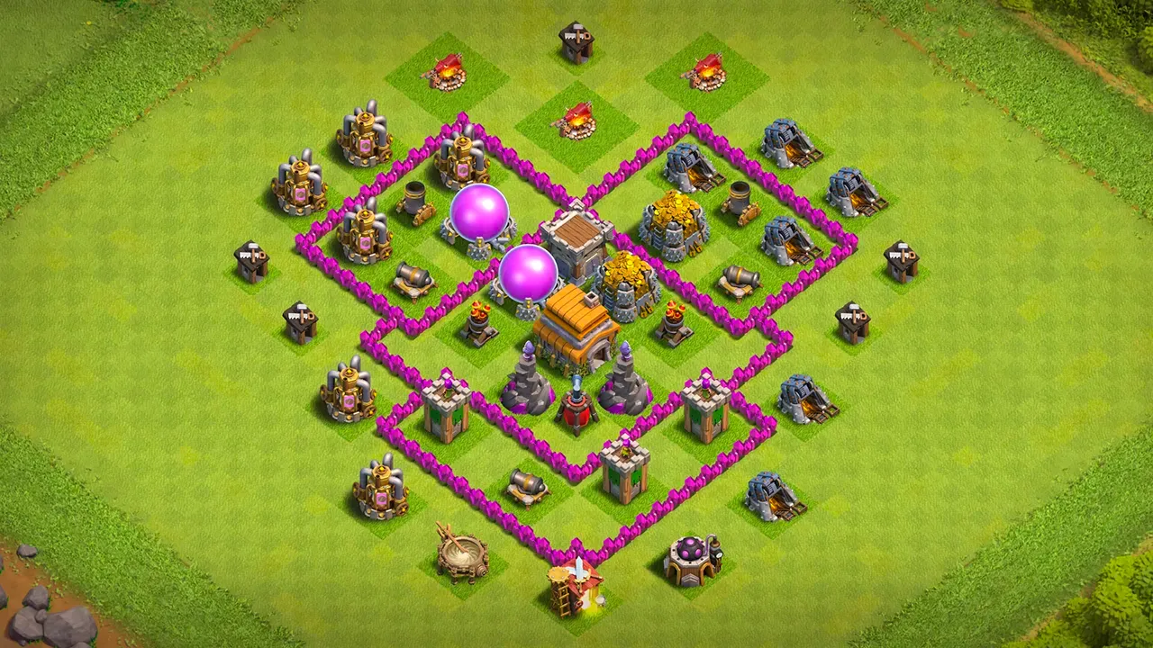 th6 farming base layout with copy link. anti 2 star design for clash of clans - scout view