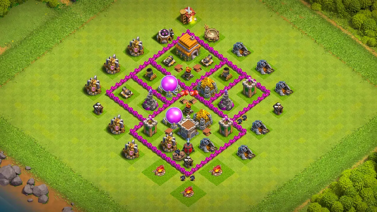 th6 farming base layout with copy link. anti 3 star design for clash of clans town hall 6 base