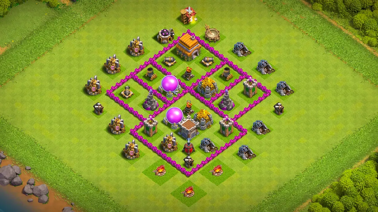 th6 farming base layout with copy link. anti 3 star design for clash of clans - scout view