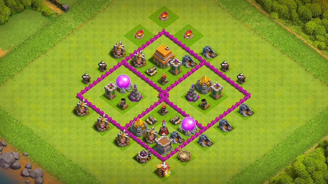 th6 farming base layout with copy link. anti 3 star design for clash of clans - scout view