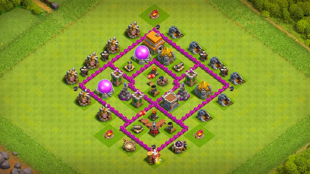 th6 farming base layout with copy link. anti 3 star design for clash of clans town hall 6 base