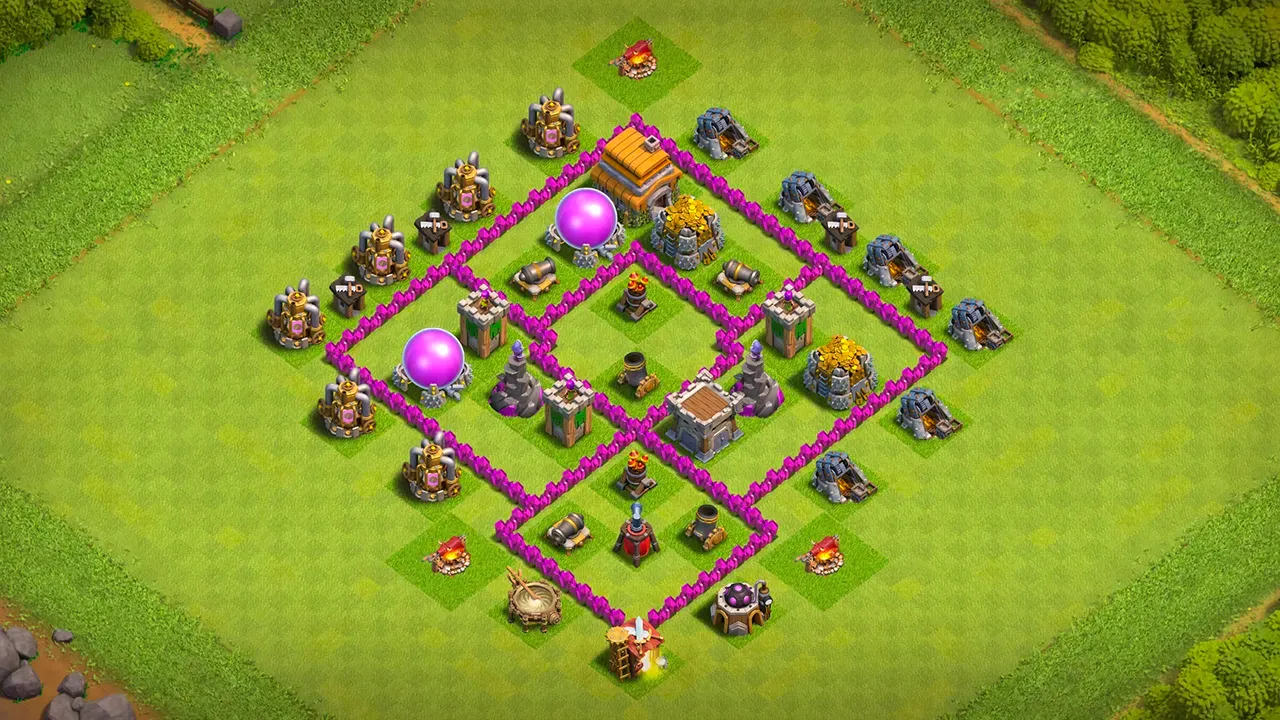 th6 farming base layout with copy link. anti 3 star design for clash of clans - scout view