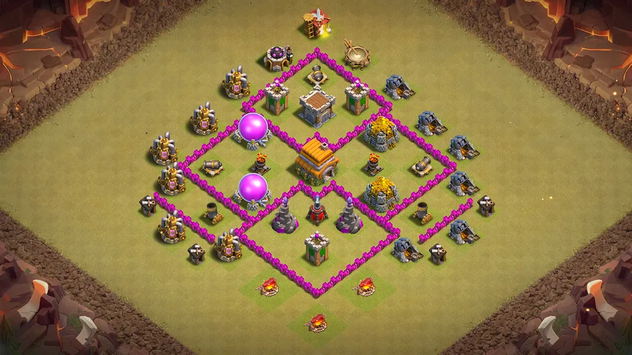 th6 war base layout with copy link. anti 2 star design for clash of clans - scout view
