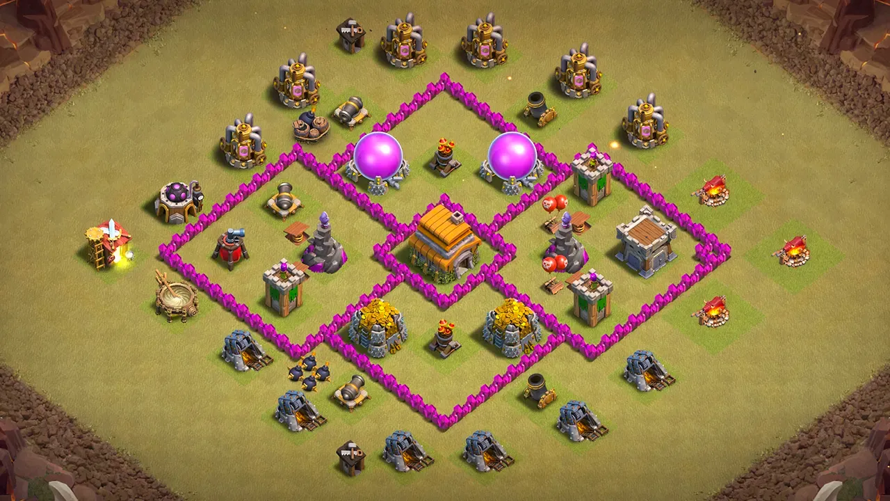 th6 war base layout with copy link. anti 2 star design for clash of clans town hall 6 base