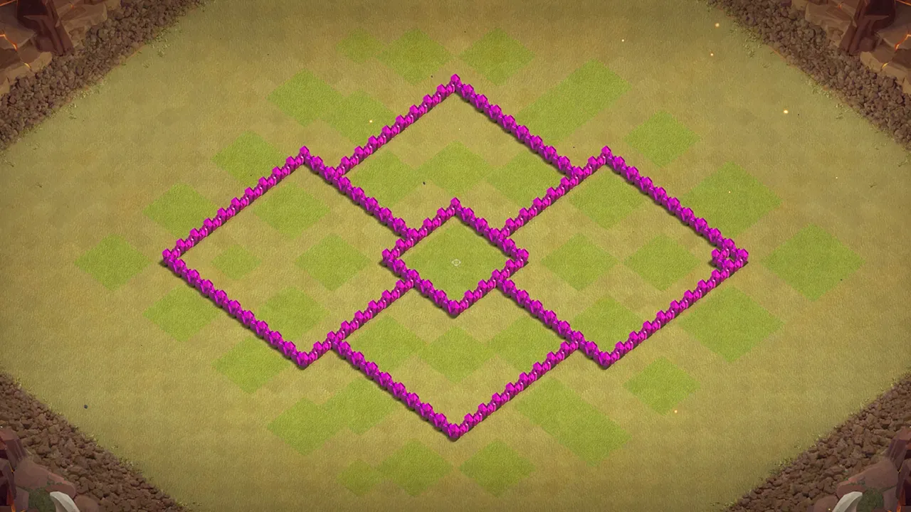th6 war base layout with copy link. anti 2 star design for clash of clans - wall view