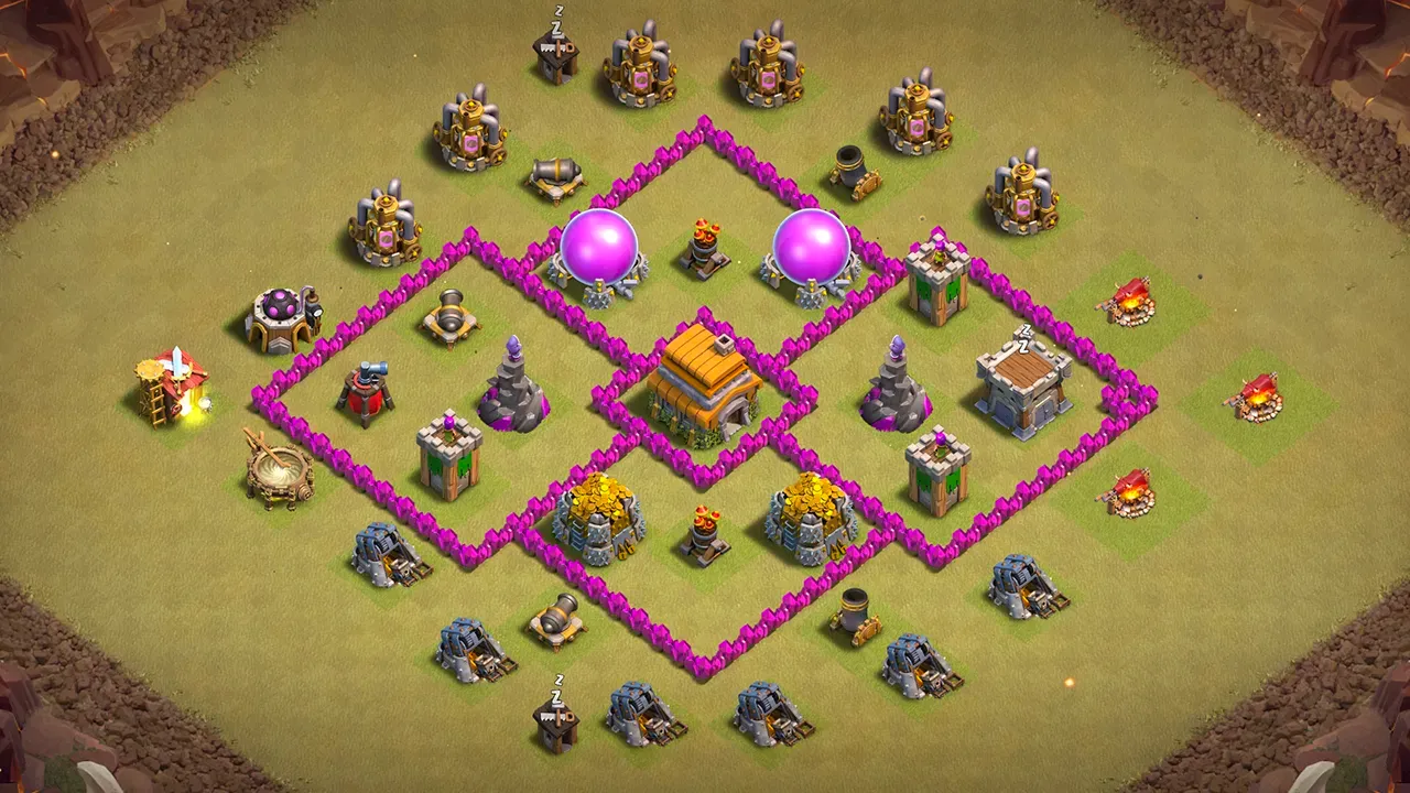 th6 war base layout with copy link. anti 2 star design for clash of clans - scout view