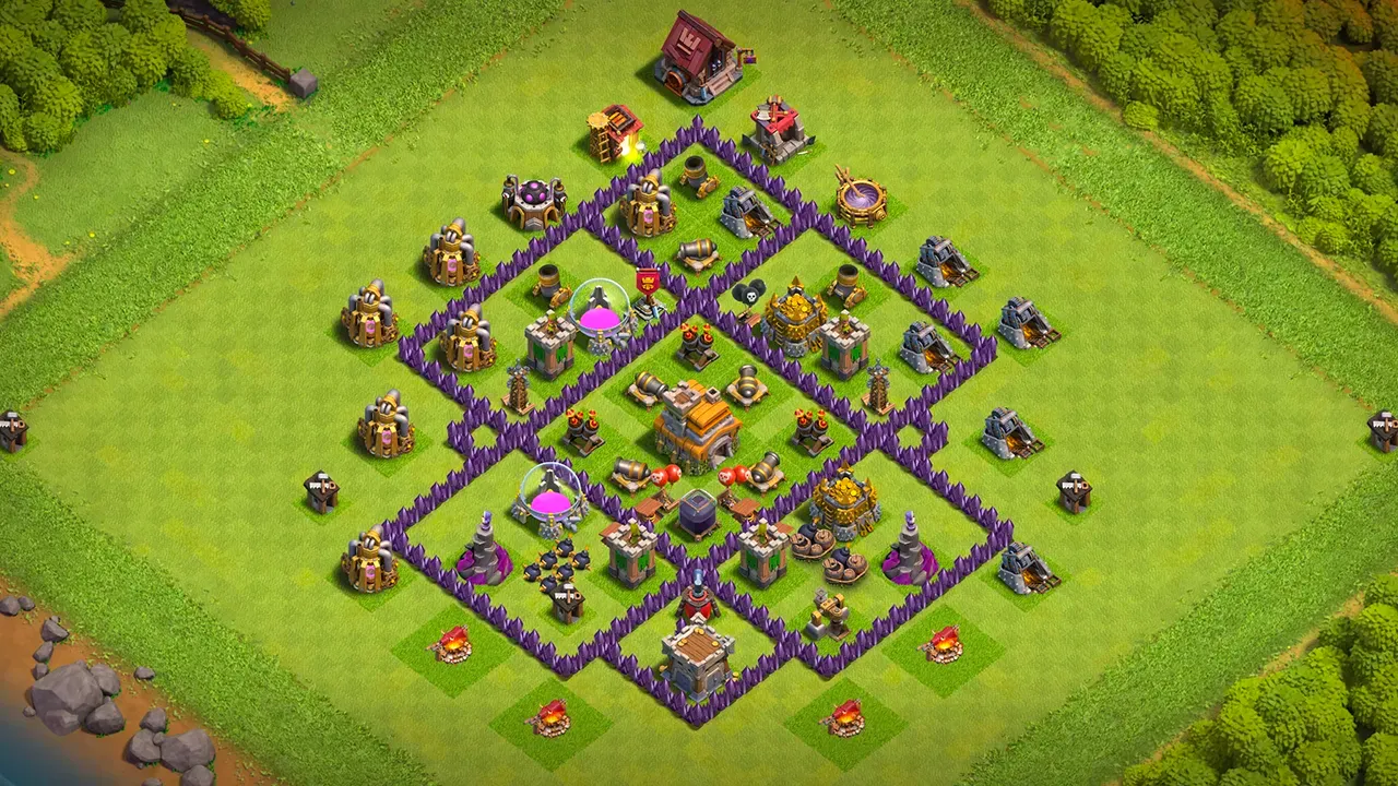 th7 farming base layout with copy link. anti 2 star design for clash of clans town hall 7 base