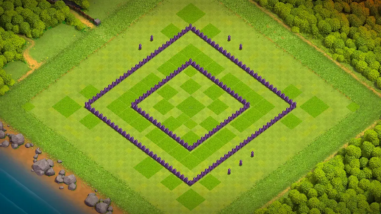 th7 trophy base layout with copy link. anti 2 star design for clash of clans - wall view