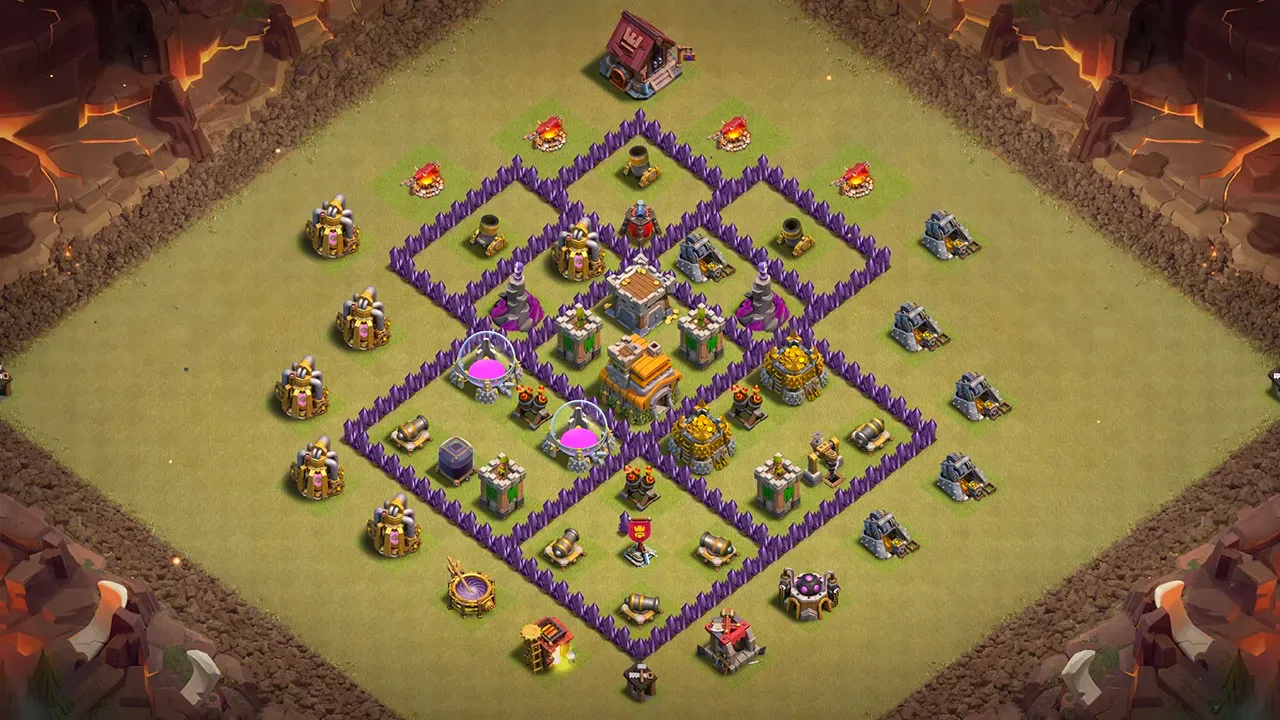 th7 war base layout with copy link. anti 2 star design for clash of clans - scout view