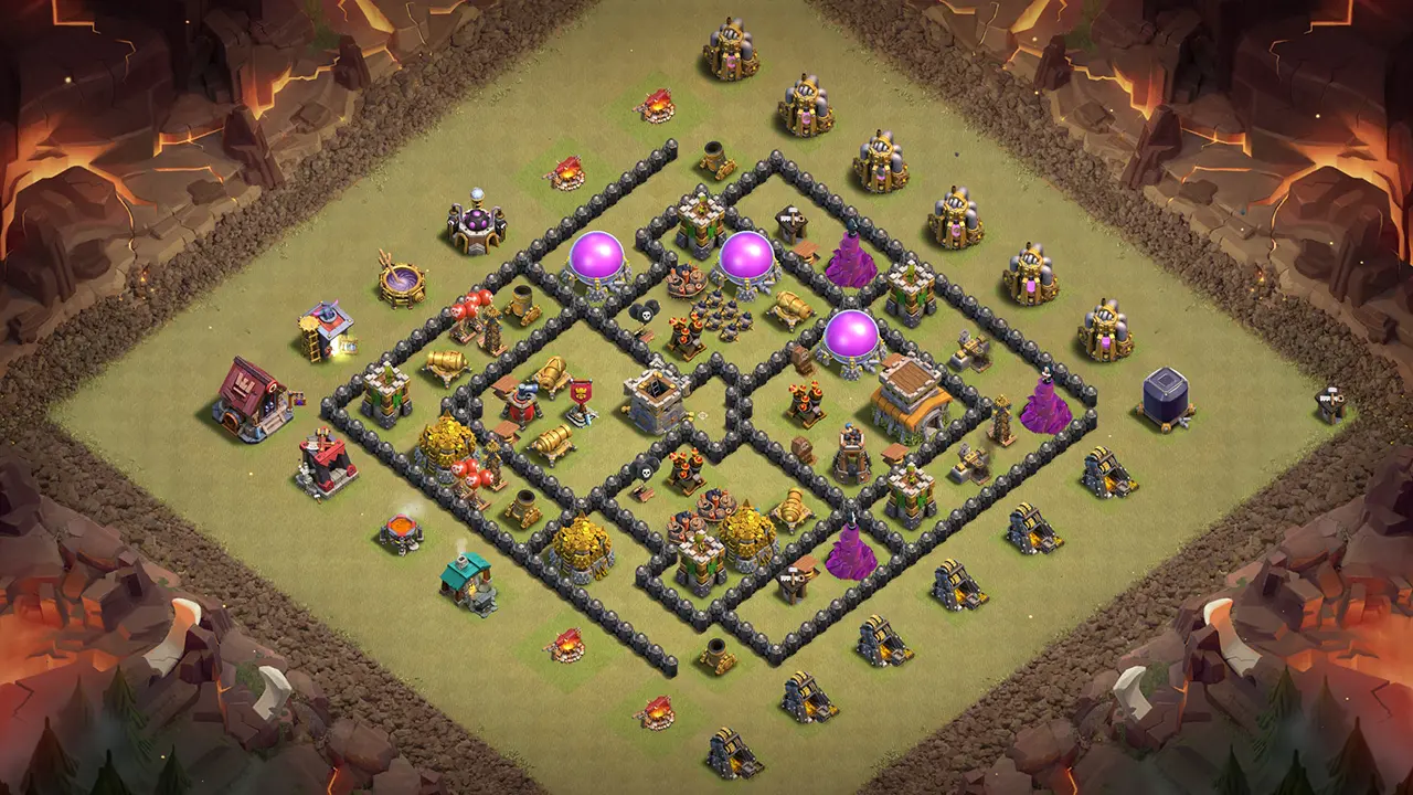 th8 cwl base layout with copy link. anti 3 star design for clash of clans town hall 8 base