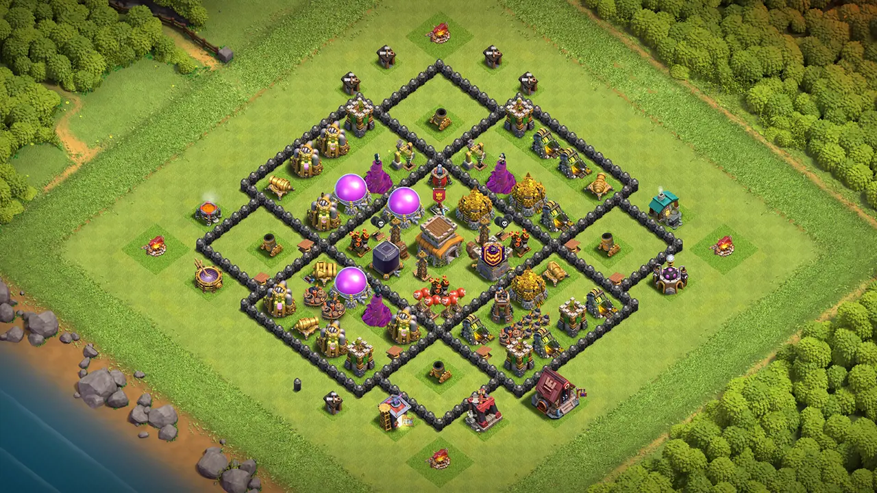 th8 farming base layout with copy link. anti 2 star design for clash of clans town hall 8 base