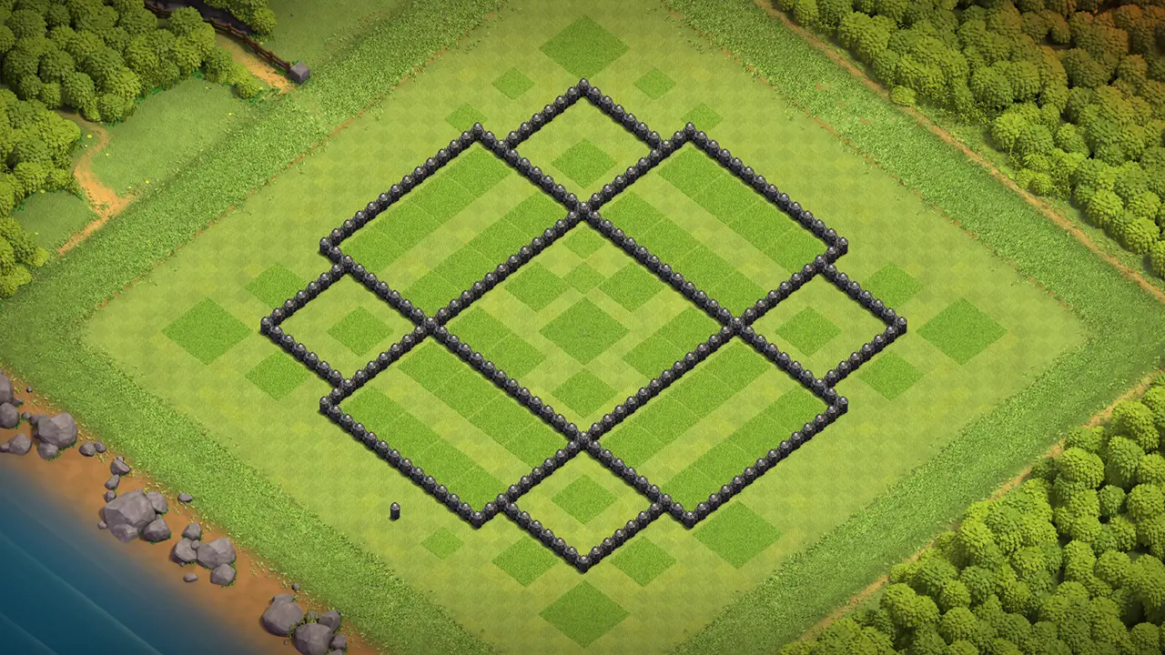 th8 farming base layout with copy link. anti 2 star design for clash of clans - wall view