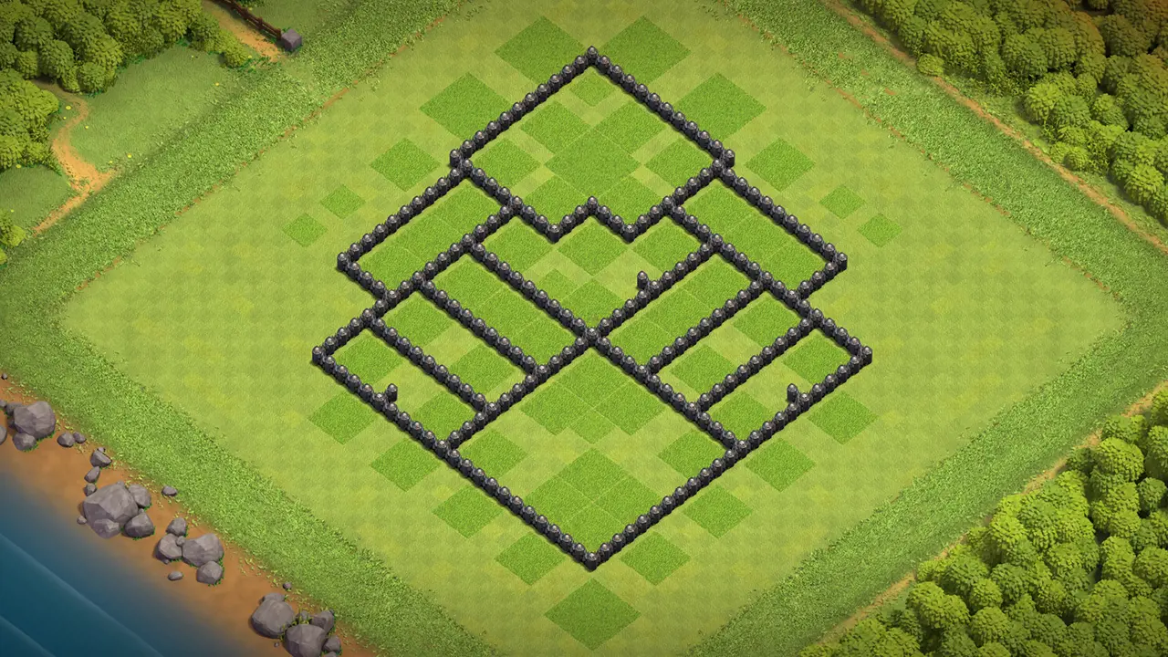 th8 farming base layout with copy link. anti 3 star design for clash of clans - wall view