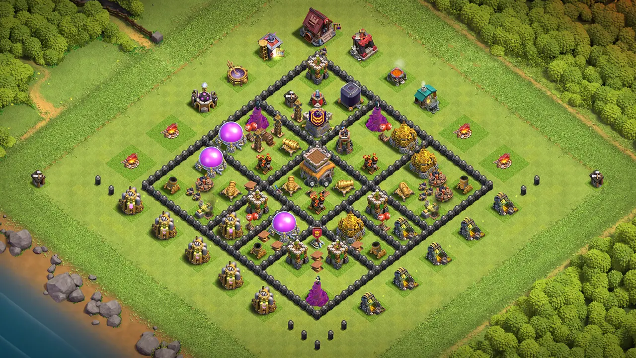 th8 ranked base layout with copy link. anti 2 star design for clash of clans town hall 8 base