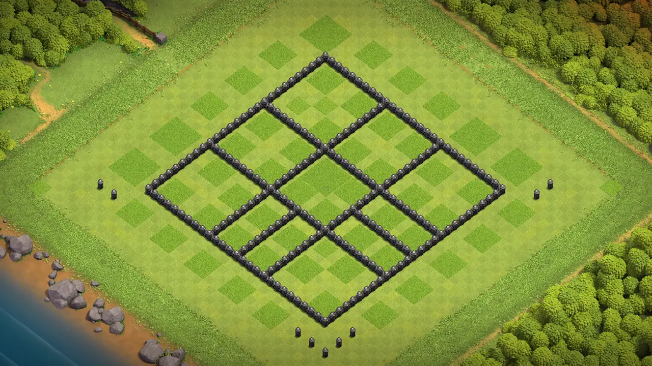 th8 ranked base layout with copy link. anti 2 star design for clash of clans - wall view