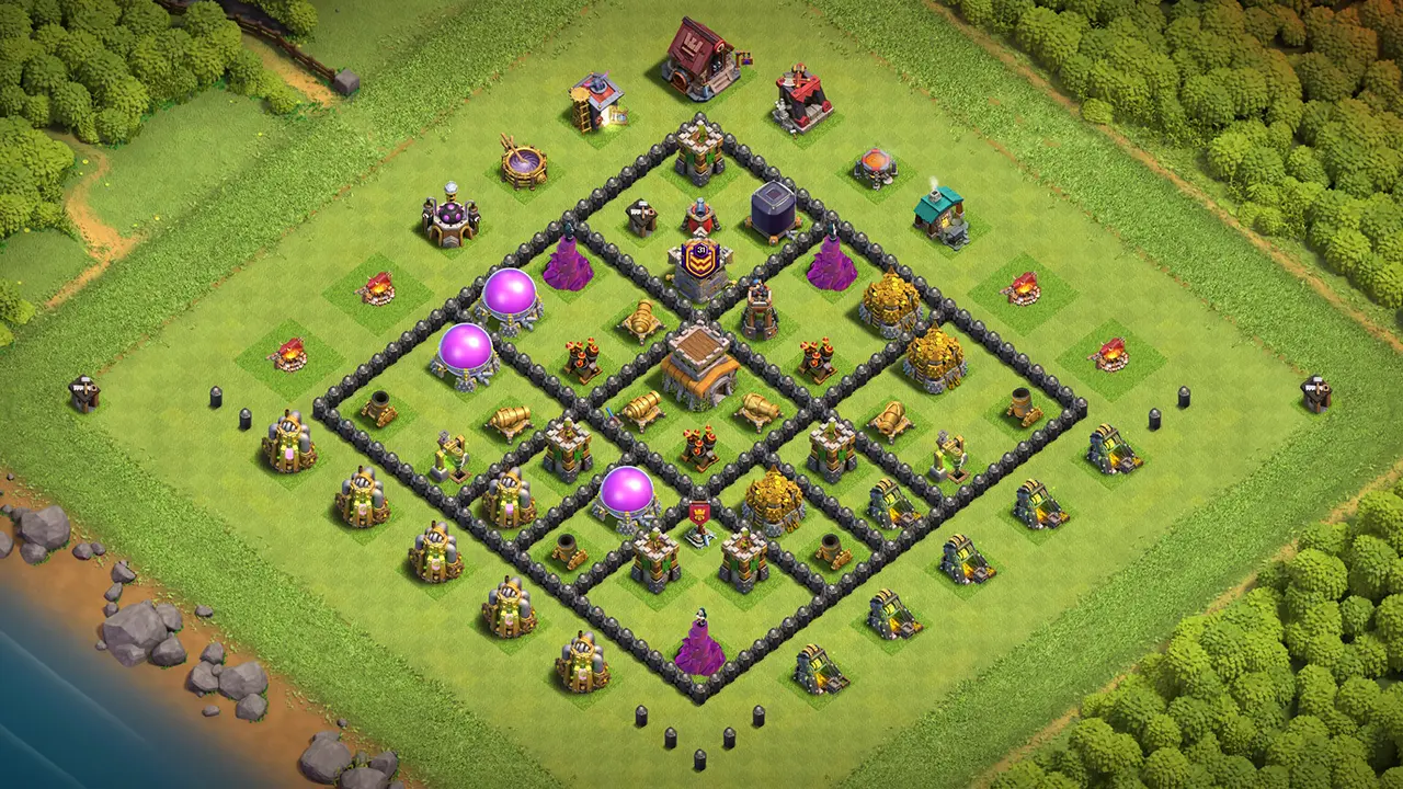th8 ranked base layout with copy link. anti 2 star design for clash of clans - scout view