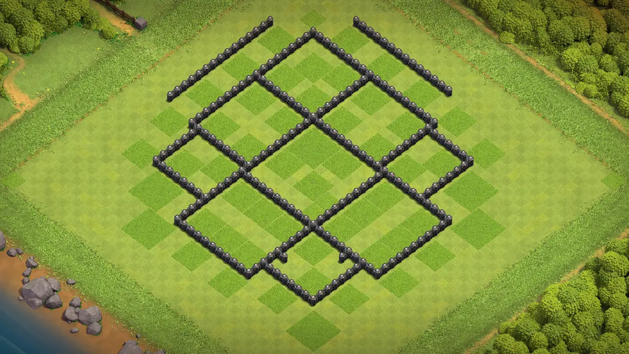 th8 trophy base layout with copy link. anti 2 star design for clash of clans - wall view
