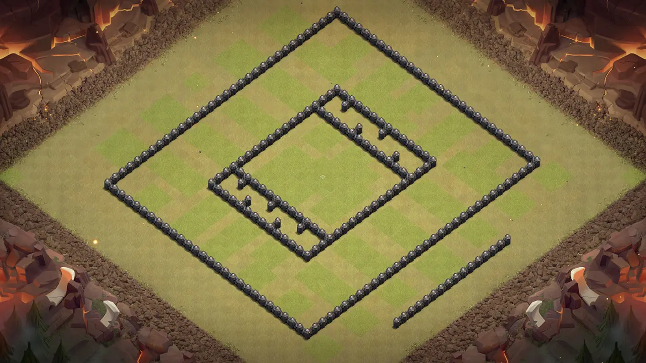 th8 war base layout with copy link. anti 2 star design for clash of clans - wall view
