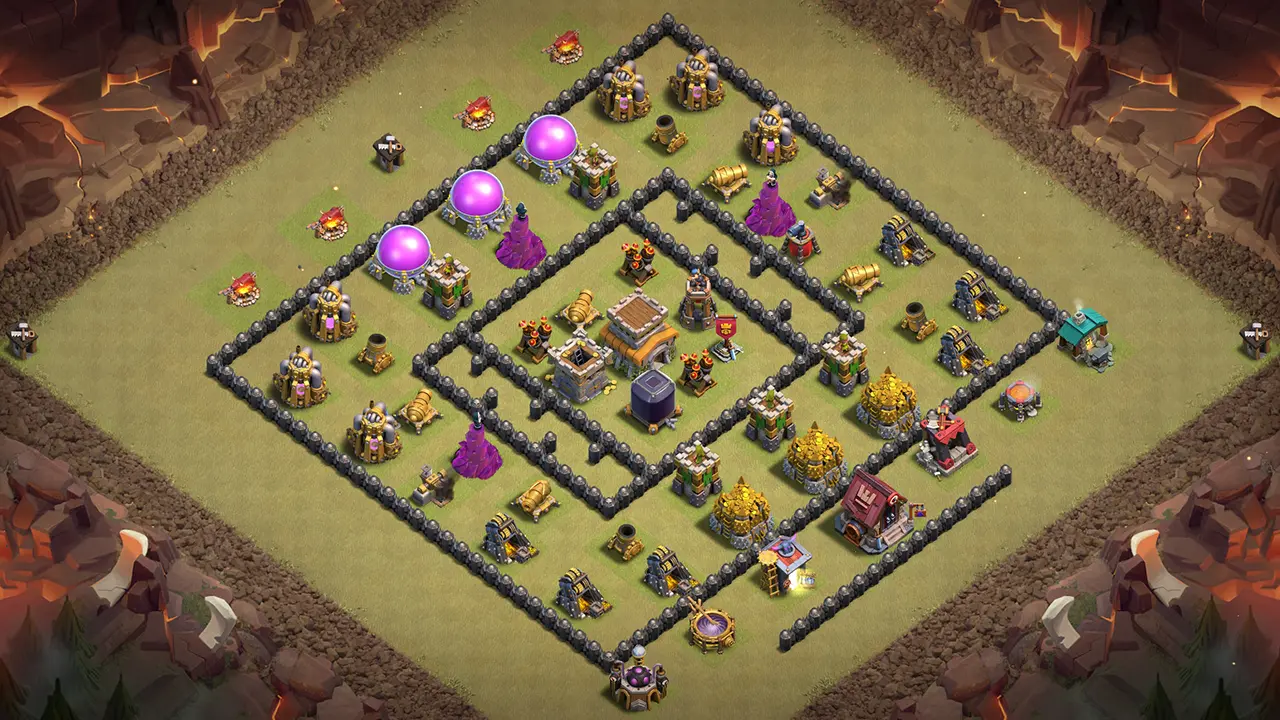 th8 war base layout with copy link. anti 2 star design for clash of clans - scout view