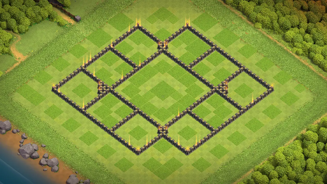 th9 farming base layout with copy link. anti 2 star design for clash of clans - wall view