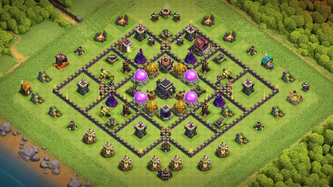 th9 farming base layout with copy link. anti 2 star design for clash of clans - scout view