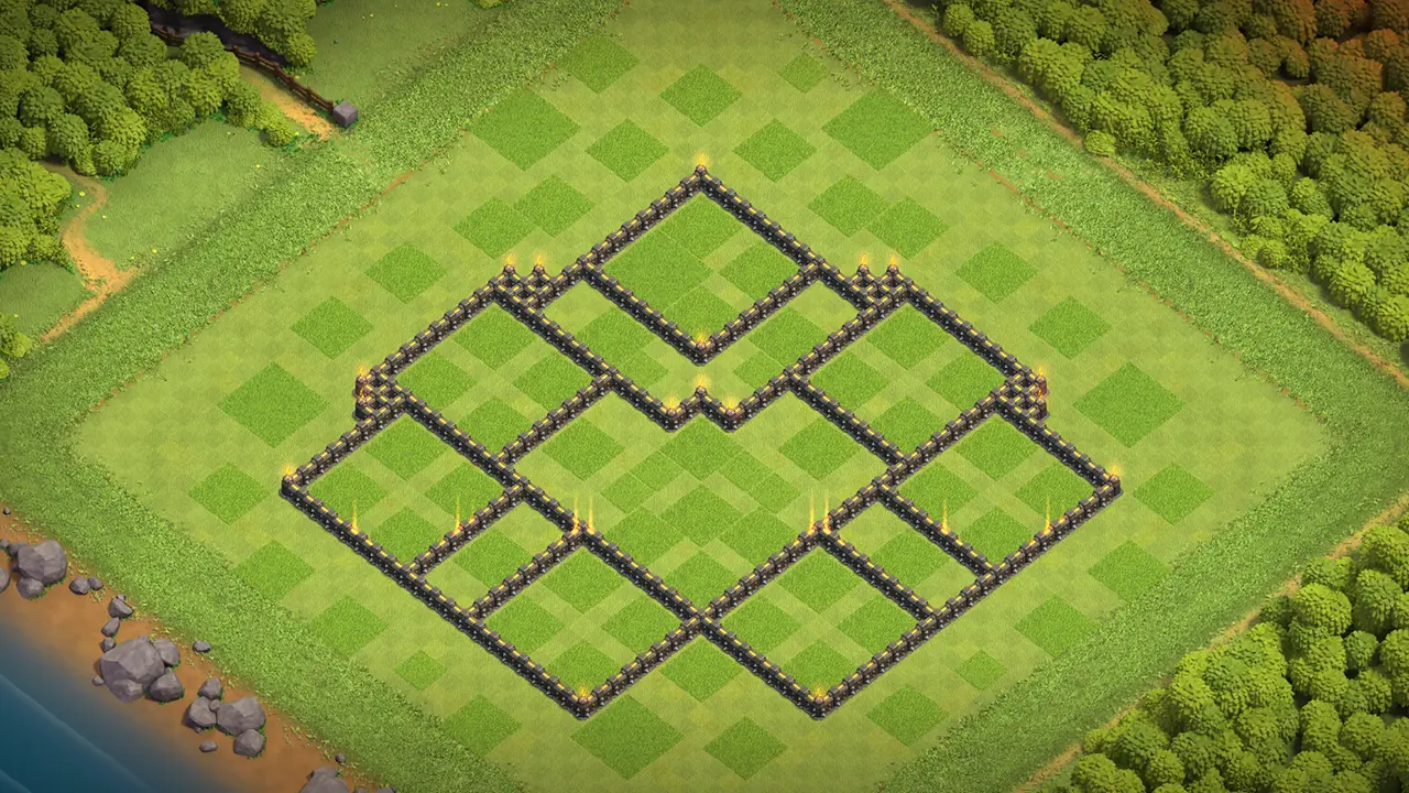 th9 farming base layout with copy link. anti 3 star design for clash of clans - wall view