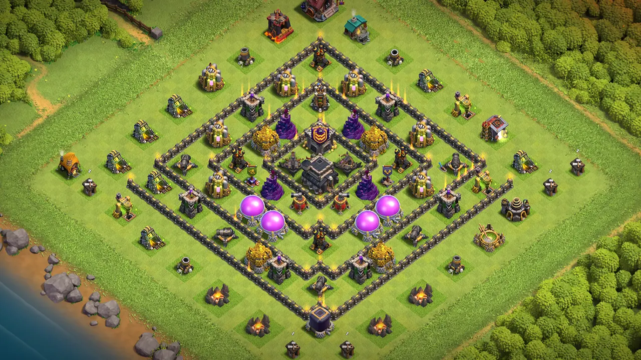 th9 trophy base layout with copy link. anti 2 star design for clash of clans - scout view