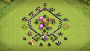 th4 anti-2 star farming base layout with copy link for clash of clans - th4 coc base