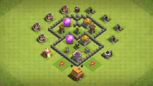 th4 anti-3 star farming base layout with copy link for clash of clans - th4 coc base