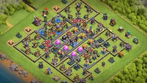 th18 anti 2 star hero bell farming base layout with copy link in clash of clans - coc town hall 18 base