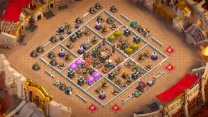 TH11 CWL base layout in Clash of Clans with the Hot Candle in the core, X-Bows in air mode to stop Mass Dragon and Super Yeti Clone.