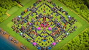 th18 anti-2 cake-a-pult type base with copy link to clash of clans - protected revenge tower and traps stop thrower and super bowler attacks