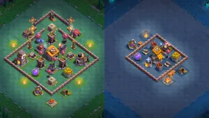 BH6 Anti-2 Anti-Air base layout with Stage 1 and Stage 2 built to defend against Baby Dragons and Beta Minions.
