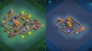 BH6 Anti Night Witch base layout showing both stages, a protected Multi Mortar, right-side Mega Mines, and Stage 2 ground defenses.