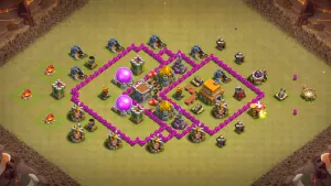 th6 anti-3 cwl base with diamond shape inner Air Defenses and outside buildings luring Balloons with direct copy link to your clash of clans