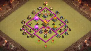 th6 anti-2 war base with split Air Defenses outside Mortar misdirect and Wizard Tower splash with direct copy link to your clash of clans
